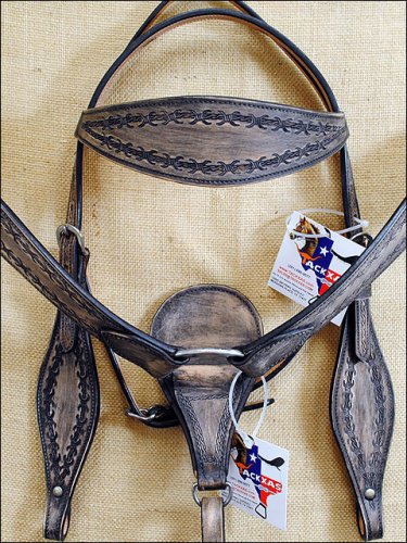 HILASON WESTERN LEATHER BRIDLE HEADSTALL BREAST COLLAR BROWN RUSTIC VINTAGE - S
