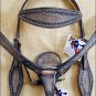 HILASON WESTERN LEATHER BRIDLE HEADSTALL BREAST COLLAR BROWN RUSTIC VINTAGE - S