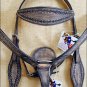 HILASON WESTERN LEATHER BRIDLE HEADSTALL BREAST COLLAR BROWN RUSTIC VINTAGE - S