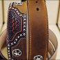 32 inch JUSTIN TEXAS ALL STAR TOOLED WESTERN LEATHER MAN BELT BROWN