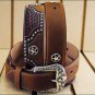 32 inch JUSTIN TEXAS ALL STAR TOOLED WESTERN LEATHER MAN BELT BROWN