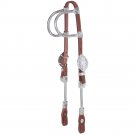 TOUGH 1 FERRULED DOUBLE SEWN LEATHER HORSE EAR HEADSTALL MEDIUM OIL