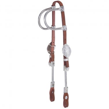TOUGH 1 FERRULED DOUBLE SEWN LEATHER HORSE EAR HEADSTALL MEDIUM OIL