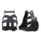 TOUGH 1 ROYAL KING METAL ENDURANCE BLACK STIRRUPS PAIR W/ LEATHER GUARD 3" NECK
