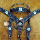 NEW HILASON WESTERN LEATHER HORSE BRIDLE HEADSTALL BREAST COLLAR W/ BLING CONCHO