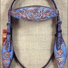 HILASON WESTERN LEATHER HORSE BRIDLE HEADSTALL BROWN TURQUOISE RUSTIC VINTAGE