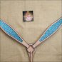 HILASON WESTERN LEATHER HORSE BREAST COLLAR TAN TURQUOISE INLAY