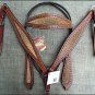 HILASON WESTERN LEATHER HORSE HEADSTALL BRIDLE BREAST COLLAR MAHOGANY GOLD
