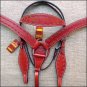 HILASON WESTERN BARB WIRE LEATHER HORSE BRIDLE HEADSTALL BREAST COLLAR MAHOGANY