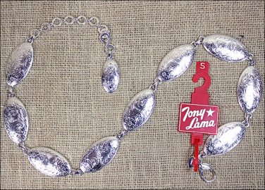 5500L SMALL TONY LAMA LADIES SILVER CONCHO CHAIN BELT WESTERN COWGIRL