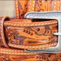 42x1 1/2" 3D NATURAL MENS WESTERN FASHION LEATHER BELT REMOVABLE BUCKLE
