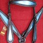HILASON WESTERN LEATHER HORSE HEADSTALL BREAST COLLAR BROWN METALLIC TURQUOISE