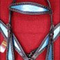 HILASON WESTERN LEATHER HORSE HEADSTALL BREAST COLLAR BROWN METALLIC TURQUOISE