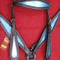 HILASON WESTERN LEATHER HORSE HEADSTALL BREAST COLLAR BROWN METALLIC TURQUOISE
