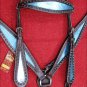 HILASON WESTERN LEATHER HORSE HEADSTALL BREAST COLLAR BROWN METALLIC TURQUOISE