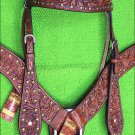 M256 HILASON WESTERN LEATHER HORSE BRIDLE HEADSTALL BREAST COLLAR MAHOGANY