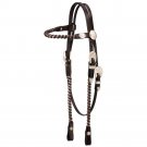 TOUGH 1 HORSE ROYAL KING SILVER LACED BROWBAND LEATHER HEADSTALL DARK OIL
