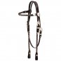 TOUGH 1 HORSE ROYAL KING SILVER LACED BROWBAND LEATHER HEADSTALL DARK OIL