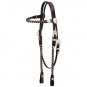 TOUGH 1 HORSE ROYAL KING SILVER LACED BROWBAND LEATHER HEADSTALL DARK OIL