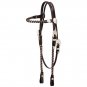 TOUGH 1 HORSE ROYAL KING SILVER LACED BROWBAND LEATHER HEADSTALL DARK OIL