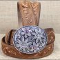 42 inch C279 JUSTIN BROWN GARDEN TRAILS LADIES LEATHER BELT COWGIRL WESTERN SHOW