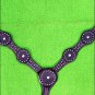 S551 NEW HILASON WESTERN LEATHER HORSE BREAST COLLAR DARK BROWN W/ SILVER SPOTS