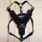 DH101F- HILASON BLACK PADDED GENUINE LEATHER DOG HARNESS W/ MATCHING LEASH MED