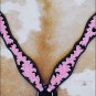 HILASON WESTERN LEATHER HORSE BREAST COLLAR BLACK PINK HAND PAINT