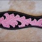 HILASON WESTERN LEATHER HORSE BREAST COLLAR BLACK PINK HAND PAINT