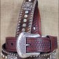 44 INCH WESTERN NOCONA CONCHOS RHINESTONES HAIR BROWN LEATHER MENS BELT