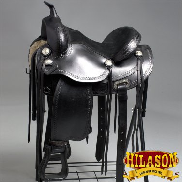 TO102BK-F HILASON TREELESS WESTERN LEATHER TRAIL PLEASURE HORSE RIDING SADDLE 16