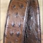 40 X 1 1/2" 3D BROWN MENS DRESS OSTRICH PRINT LEATHER BELT REMOVABLE BUCKLE