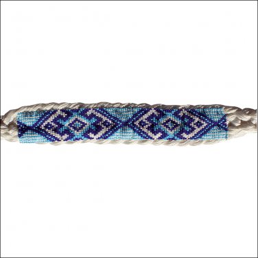 PROFESSIONAL CHOICE COWBOY BRAIDED BEADED NOSEBAND HORSE ROPE HALTER WHITE BLUE