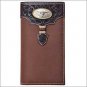 TONY LAMA BROWN DISTRESSED LEATHER WESTERN RODEO WALLET FLORAL CONCHO