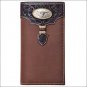TONY LAMA BROWN DISTRESSED LEATHER WESTERN RODEO WALLET FLORAL CONCHO
