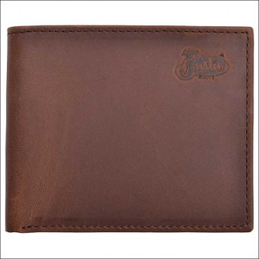 JUSTIN BROWN TAN DISTRESSED LEATHER BASIC BIFOLD MENS WALLET W/ 6 CARD SLOTS