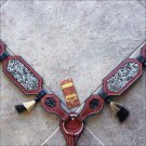 HILASON WESTERN LEATHER HORSE BREAST COLLAR MAHOGANY SILVER INLAY
