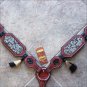 HILASON WESTERN LEATHER HORSE BREAST COLLAR MAHOGANY SILVER INLAY