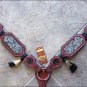 HILASON WESTERN LEATHER HORSE BREAST COLLAR MAHOGANY SILVER INLAY