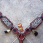 HILASON WESTERN LEATHER HORSE BREAST COLLAR MAHOGANY SILVER INLAY