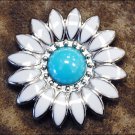 SET OF 4 WHITE ENAMEL TURQUOISE STONE FLORAL CONCHO SADDLE HEADSTALL COWGIRL