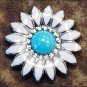SET OF 4 WHITE ENAMEL TURQUOISE STONE FLORAL CONCHO SADDLE HEADSTALL COWGIRL