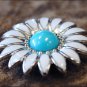 SET OF 4 WHITE ENAMEL TURQUOISE STONE FLORAL CONCHO SADDLE HEADSTALL COWGIRL