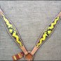 HILASON WESTERN LEATHER HORSE BREAST COLLAR YELLOW BLACK CROSS GUN
