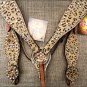 HILASON WESTERN EXOTIC CHEETAH HAIR ON LEATHER HORSE HEADSTALL BREAST COLLAR