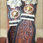 34" SILVER CREEK TEXAS SECURITY LEATHER MEN BELT LOADED REVOLVER DESIGN BUCKLE