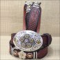 34" SILVER CREEK TEXAS SECURITY LEATHER MEN BELT LOADED REVOLVER DESIGN BUCKLE