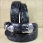 40 INCH TONY LAMA WESTERN BANDERA EMBOSSED BLACK LEATHER RANGER BELT