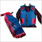 SADDLE BARN FAUX LEATHER KIDS RODEO CHAPS VEST COMBO PACKAGE BLUE RED