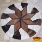 HS1145-F HILASON PURE BRAZILIAN COWHIDE HAIR ON LEATHER PATCHWORK 3D ROUND RUG